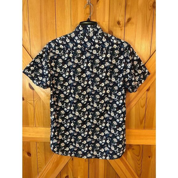 Denim & Flower Button Down Short Sleeved Shirt Dark Blue White Size Medium (5326 - Picture 5 of 5